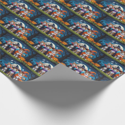 Abyssinian Cats Pumpkin Halloween Grappig Cadeaupapier (Hoek)