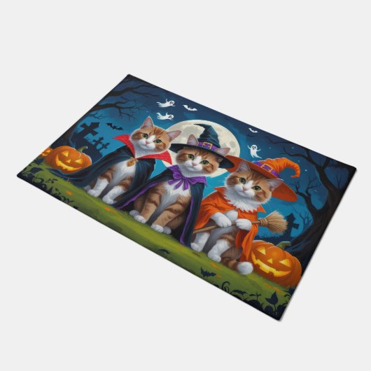 Abyssinian Cats Pumpkin Halloween Grappig Deurmat (Schuin)