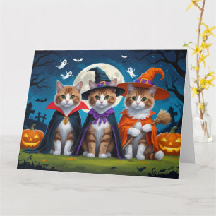 Abyssinian Cats Pumpkin Halloween Grappig Kaart