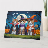 Abyssinian Cats Pumpkin Halloween Grappig Kaart (Voorkant)