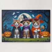 Abyssinian Cats Pumpkin Halloween Grappig Legpuzzel (Horizontaal)