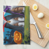 Abyssinian Cats Pumpkin Halloween Grappig Theedoek (Quarter Fold)