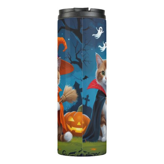 Abyssinian Cats Pumpkin Halloween Grappig Thermosbeker (Achterkant)