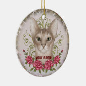 Abyssinian Kat Rozen aangepaste naam Ornament (Rechts)