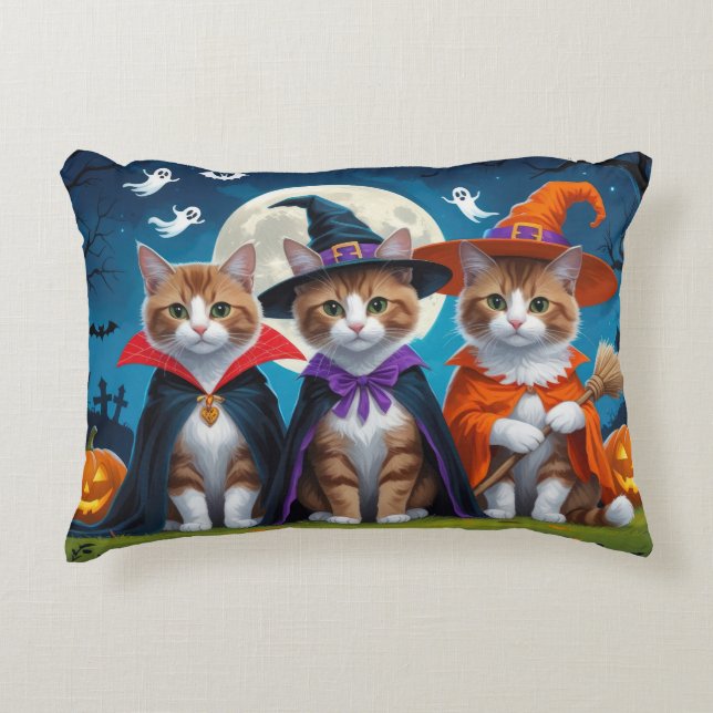 Abyssinian katten pompoen Halloween grappig Accent Kussen (Voorkant)