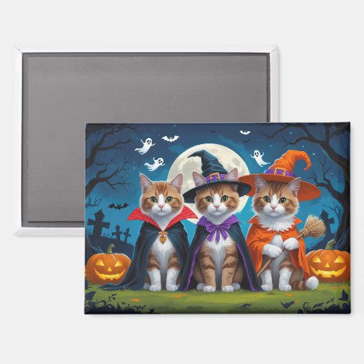 Abyssinian katten pompoen Halloween grappig Magneet (Voorkant / Achterkant)