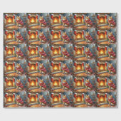 Abyssinian Sitting Fireplace with Christmas Lights Cadeaupapier (Vlak)