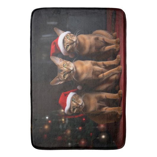 Abyssinien bij de open haard Kerstmis Badmat (Voorkant Verticaal)