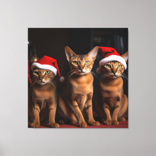 Abyssinien bij de open haard Kerstmis Canvas Afdruk