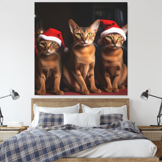 Abyssinien bij de open haard Kerstmis Canvas Afdruk (Insitu (Slaapkamer))