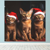 Abyssinien bij de open haard Kerstmis Canvas Afdruk (Insitu (Houten vloer))