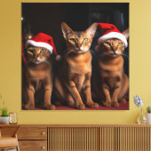 Abyssinien bij de open haard Kerstmis Canvas Afdruk (Insitu (Woonkamer))