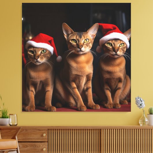 Abyssinien bij de open haard Kerstmis Canvas Afdruk (Insitu (Woonkamer))