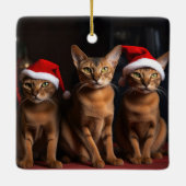 Abyssinien bij de open haard Kerstmis Keramisch Ornament (Achterkant)