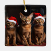 Abyssinien bij de open haard Kerstmis Keramisch Ornament (Voorkant)