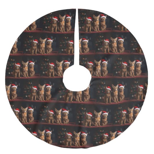 Abyssinien bij de open haard Kerstmis Kerstboom Rok (Voorkant)