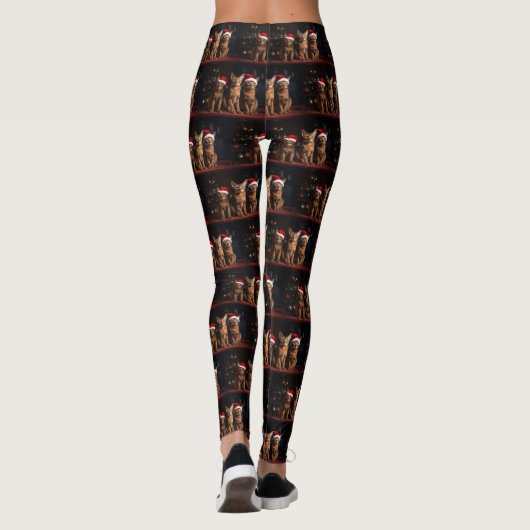 Abyssinien bij de open haard Kerstmis Leggings (Achterkant)