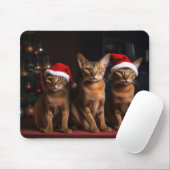 Abyssinien bij de open haard Kerstmis Muismat (Met muis)