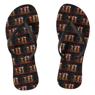 Abyssinien bij de open haard Kerstmis Teenslippers