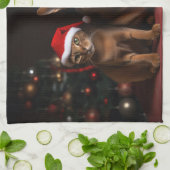 Abyssinien bij de open haard Kerstmis Theedoek (Gevouwen)