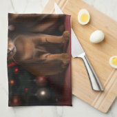 Abyssinien bij de open haard Kerstmis Theedoek (Quarter Fold)