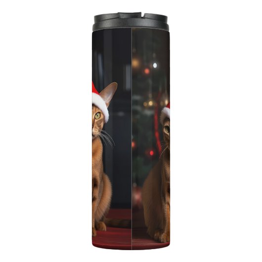 Abyssinien bij de open haard Kerstmis Thermosbeker (Achterkant)