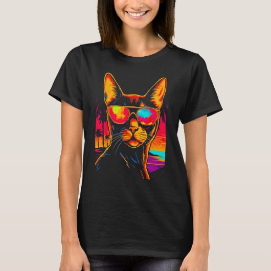 Abyssinien Cat Beach Party T-shirt (Voorkant)