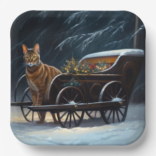 Abyssinien Sneeuwslee Ride Kerstdecoratie Papieren Bordje (Voorkant)