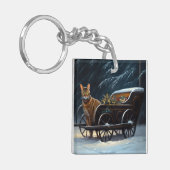 Abyssinien Sneeuwslee Ride Kerstdecoratie Sleutelhanger (Voorkant Links)