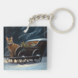Abyssinien Sneeuwslee Ride Kerstdecoratie Sleutelhanger