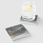 Abyssinien Sneeuwslee Ride Kerstdecoratie Stenen Onderzetter (Zijkant)