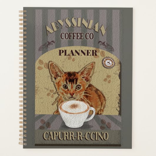 Abyssiniër Coffee Capurrcino Vintage Poster Planner (Voorkant)