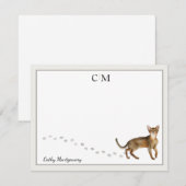 Abyssiniës Gray Border Monogram en naam Notitiekaartje (Voorkant / Achterkant)