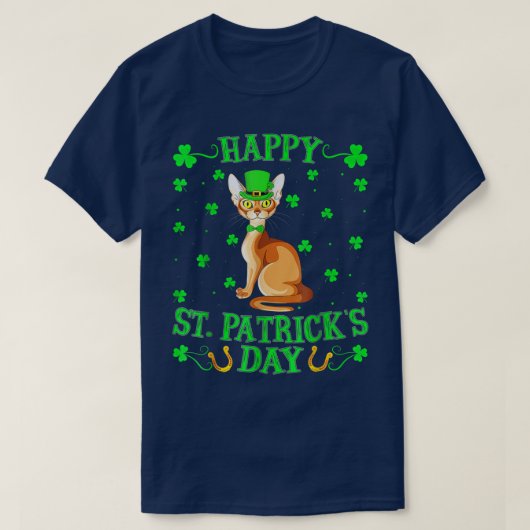 Abyssinin Cat Lover Leprechaun Abyssinin St T-shirt (Design voorkant)