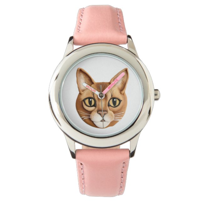 Abyssinische Cat 3D geïnspireerd Horloge (Voorkant)