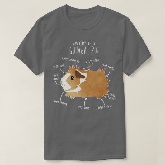 Abyssinische cavia anatomie 2 t-shirt (Design voorkant)
