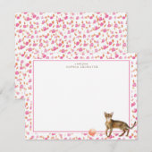 Abyssinische kat gepersonaliseerde briefpapier notitiekaartje (Voorkant / Achterkant)