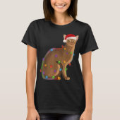 Abyssinische Kat Kerstverlichting Kerstmis Kat Lie T-shirt (Voorkant)