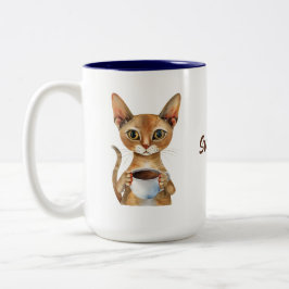 Abyssinische kat koffie gepersonaliseerd tweekleurige koffiemok