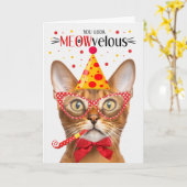 Abyssinische kat MEOWvelous verjaardag Kaart (Gele Bloem)