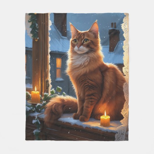 Abyssinische kat met kerstlichtjes vakantie fleece deken (Voorkant)