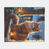 Abyssinische kat met kerstlichtjes vakantie fleece deken (Voorkant (Horizontaal))