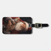 Abyssinische Kat met Sinterklaas Feestelijke Kerst Bagagelabel (Voorkant horizontaal)