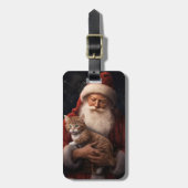 Abyssinische Kat met Sinterklaas Feestelijke Kerst Bagagelabel (Voorkant verticaal)