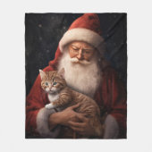 Abyssinische Kat met Sinterklaas Feestelijke Kerst Fleece Deken (Voorkant)