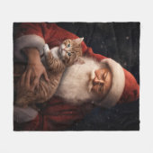 Abyssinische Kat met Sinterklaas Feestelijke Kerst Fleece Deken (Voorkant (Horizontaal))