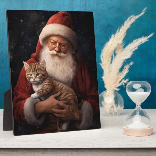 Abyssinische Kat met Sinterklaas Feestelijke Kerst Fotoplaat (Zijkant)