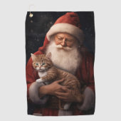 Abyssinische Kat met Sinterklaas Feestelijke Kerst Golfhanddoek (Voorkant)