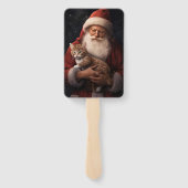 Abyssinische Kat met Sinterklaas Feestelijke Kerst Handwaaier (Achterkant)