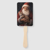 Abyssinische Kat met Sinterklaas Feestelijke Kerst Handwaaier (Voorkant)